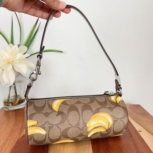 NWT Coach Nolita Barrel Bag In Signature Canvas With Banana Print - Picture 3 of 7